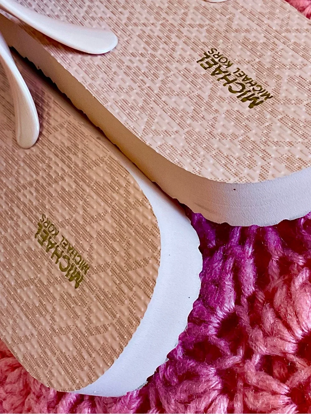 Michael Kors Blush Patent Logo Thong Sandals